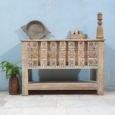 Handmade Carved Solid Hard Wood Console Table 139X39X91 CM Bleach